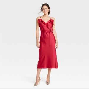 A New Day Red Spaghetti Strap Midi Dress